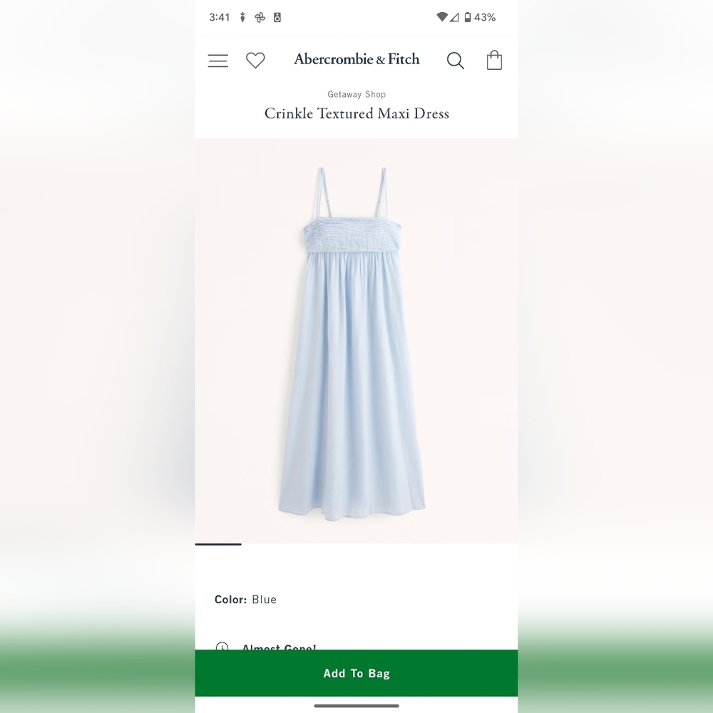 Abercrombie Crinkle Textured Maxi Dress